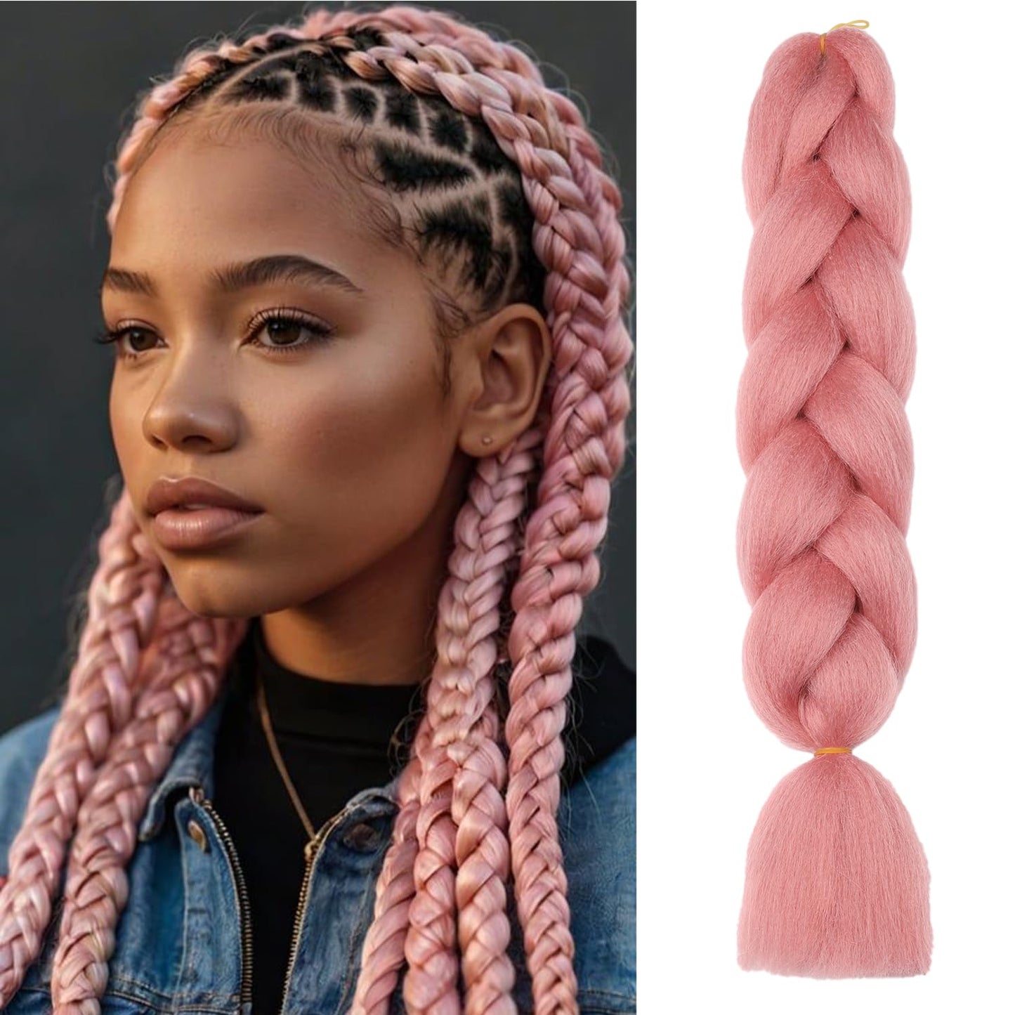 ShowJarlly Ombre Braiding Hair Extensions Synthetic Braiding Hair 24 Inch 1 Piece Box Braids Braiding Hair Extensions Dark Purple