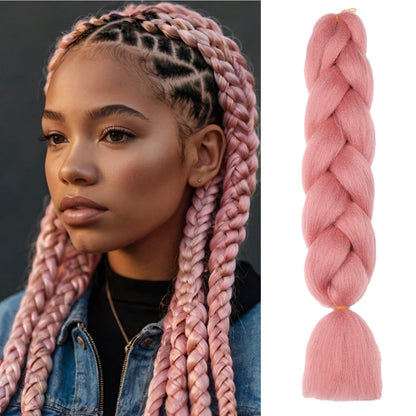 ShowJarlly Ombre Braiding Hair Extensions Synthetic Braiding Hair 24 Inch 1 Piece Box Braids Braiding Hair Extensions Dark Purple