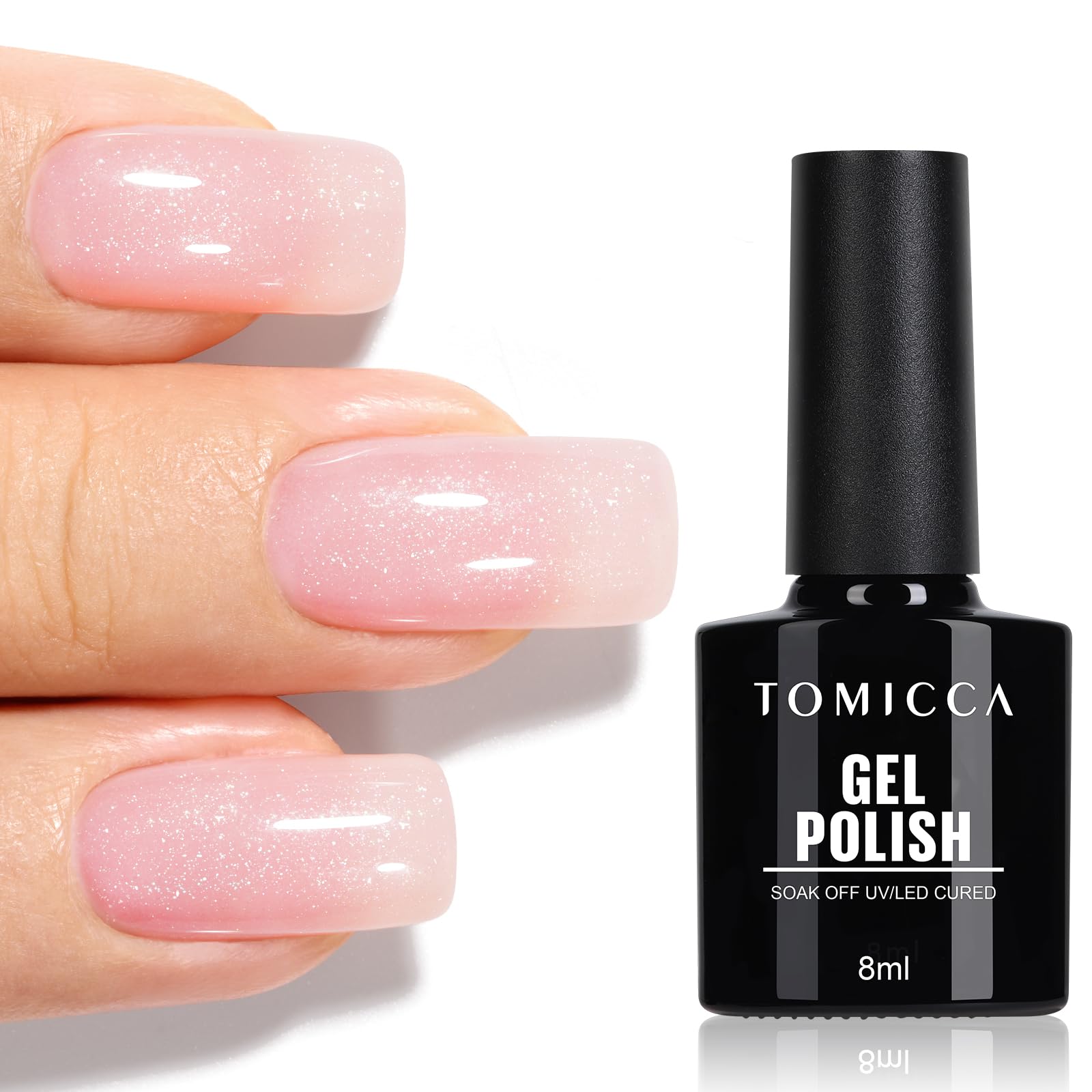 TOMICCA Semi-Permanent Nail Polish, 10 ml Semi-Permanent Natural French Gel Milky White Nail Art Gel UV LED Soak Off Manicure