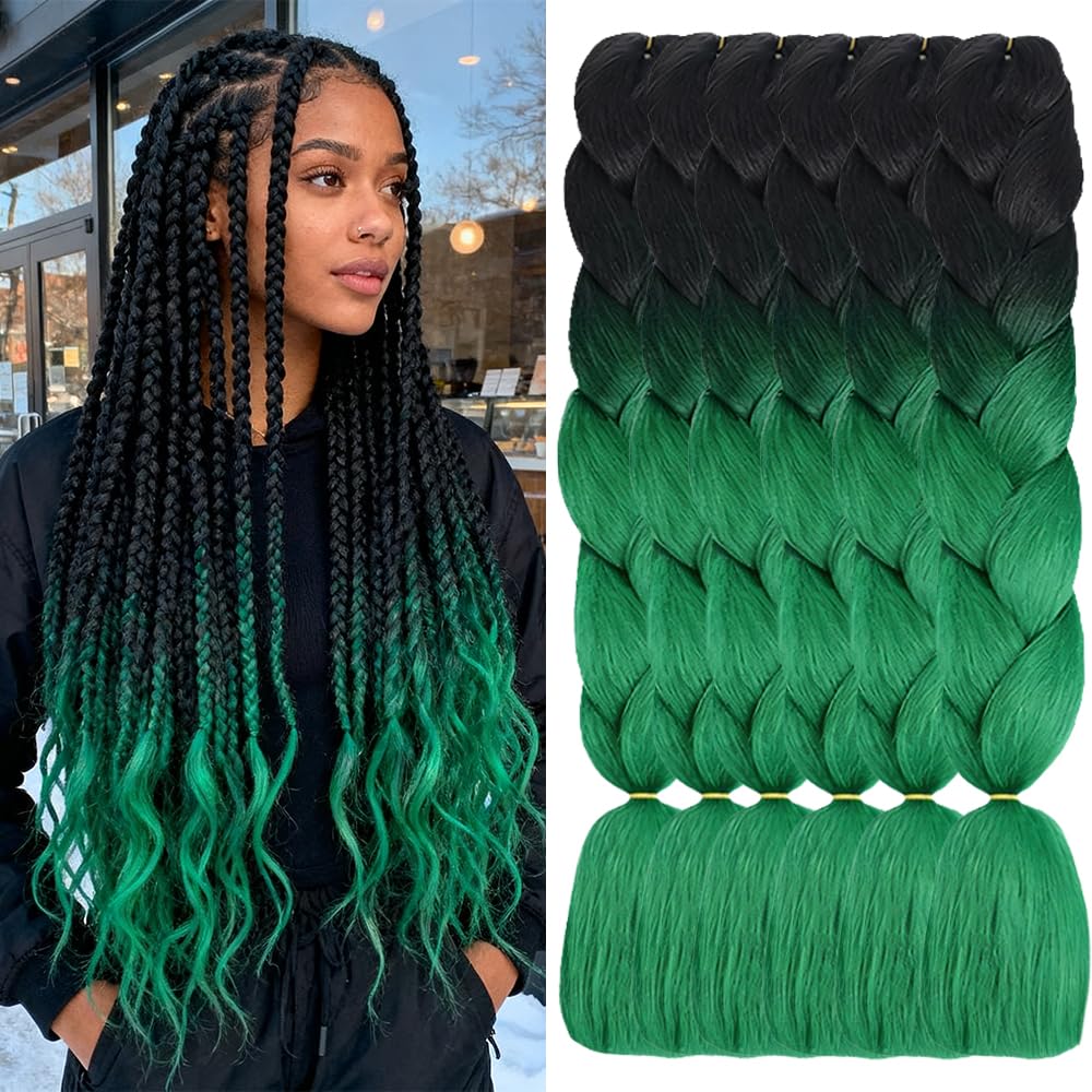 ShowJarlly Ombre Braiding Hair Extensions Synthetic Braiding Hair 24 Inch 1 Piece Box Braids Braiding Hair Extensions Dark Purple