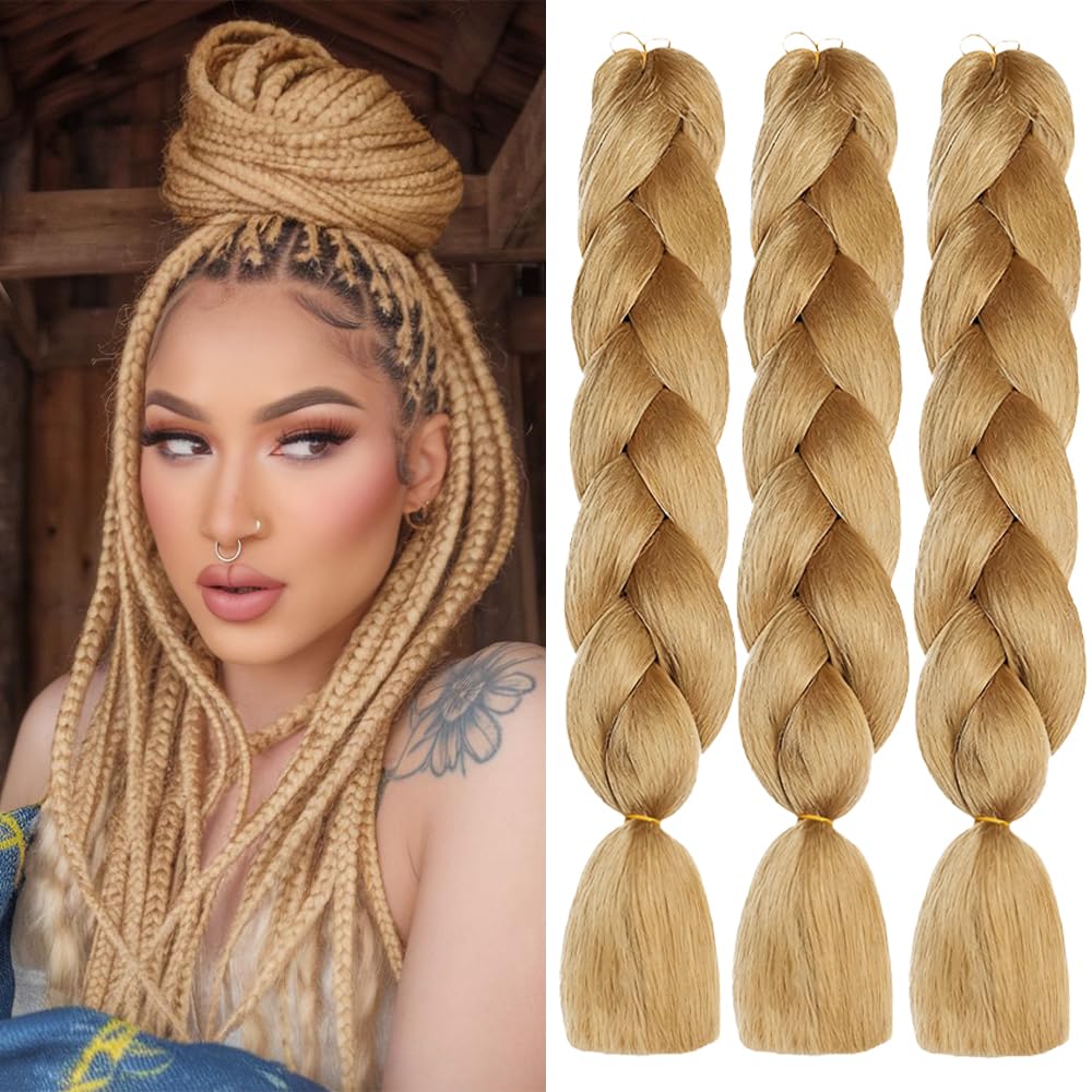 ShowJarlly Ombre Braiding Hair Extensions Synthetic Braiding Hair 24 Inch 1 Piece Box Braids Braiding Hair Extensions Dark Purple
