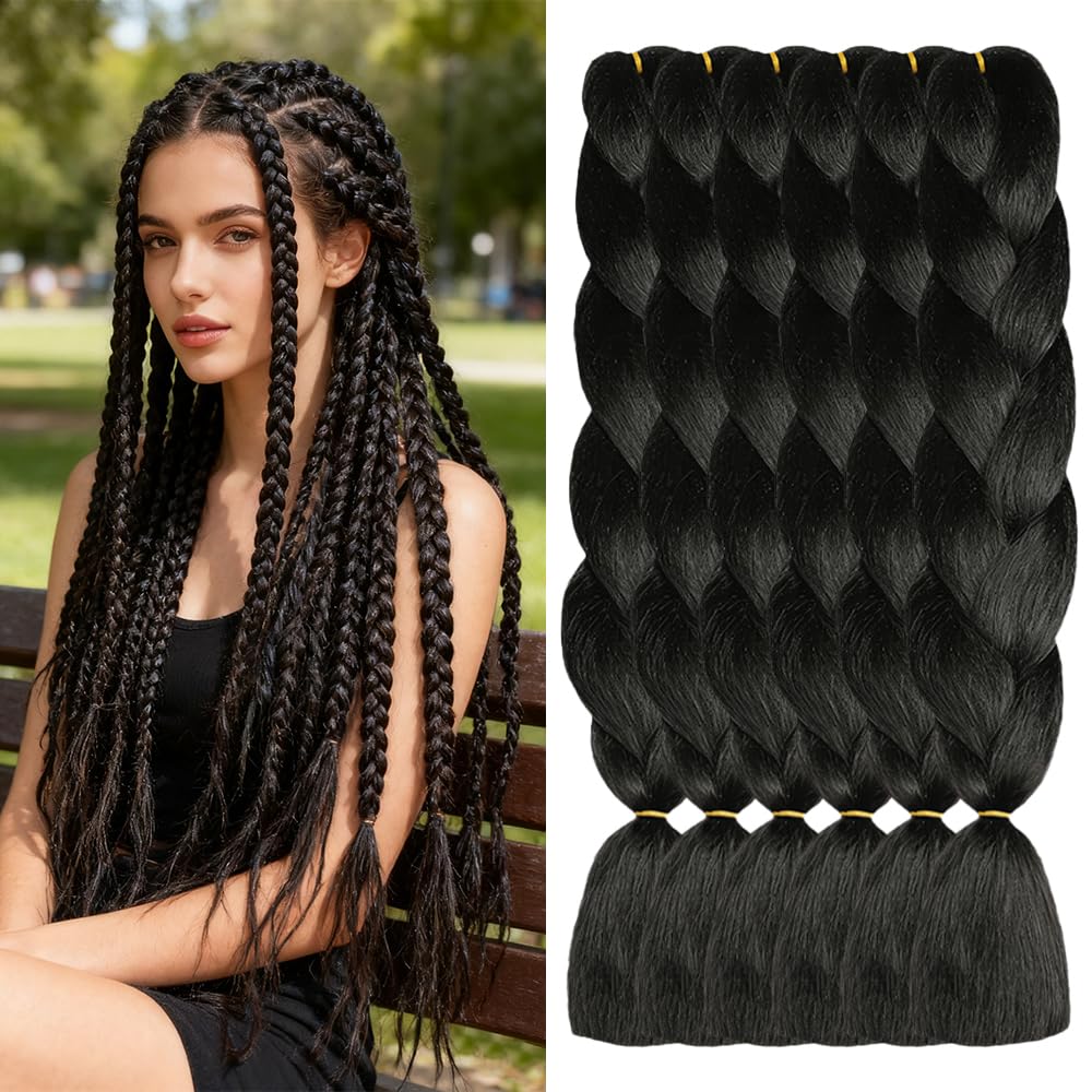 ShowJarlly Ombre Braiding Hair Extensions Synthetic Braiding Hair 24 Inch 1 Piece Box Braids Braiding Hair Extensions Dark Purple