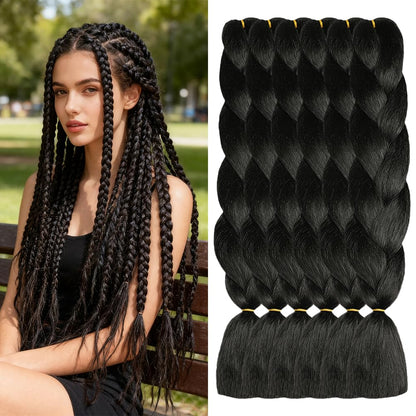 ShowJarlly Ombre Braiding Hair Extensions Synthetic Braiding Hair 24 Inch 1 Piece Box Braids Braiding Hair Extensions Dark Purple