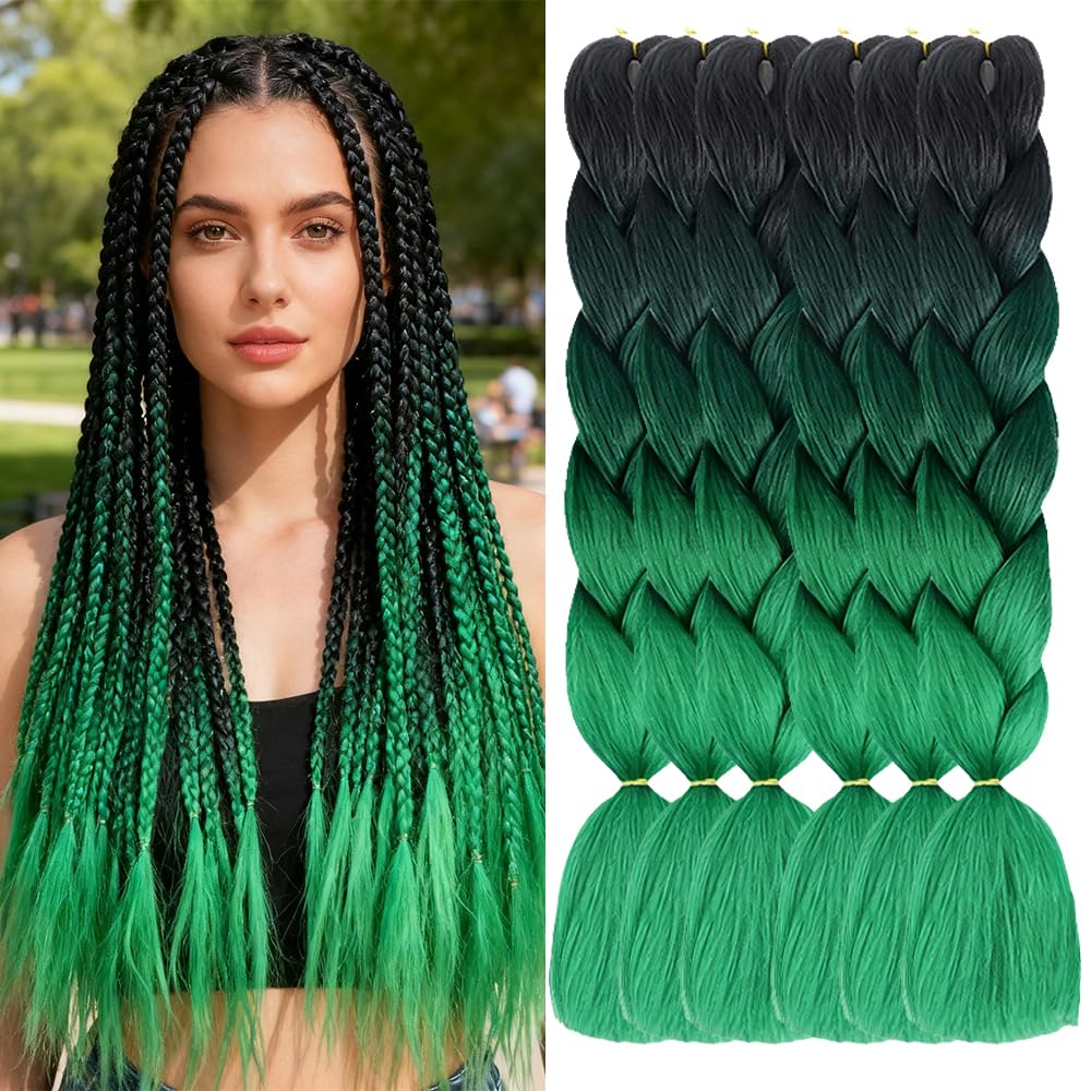 ShowJarlly Ombre Braiding Hair Extensions Synthetic Braiding Hair 24 Inch 1 Piece Box Braids Braiding Hair Extensions Dark Purple