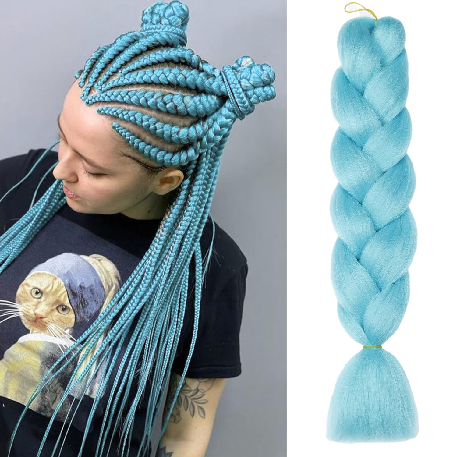 ShowJarlly Ombre Braiding Hair Extensions Synthetic Braiding Hair 24 Inch 1 Piece Box Braids Braiding Hair Extensions Dark Purple
