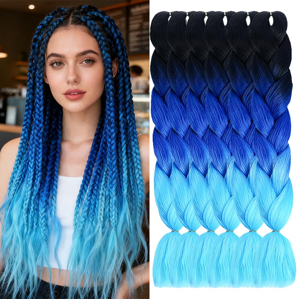 ShowJarlly Ombre Braiding Hair Extensions Synthetic Braiding Hair 24 Inch 1 Piece Box Braids Braiding Hair Extensions Dark Purple