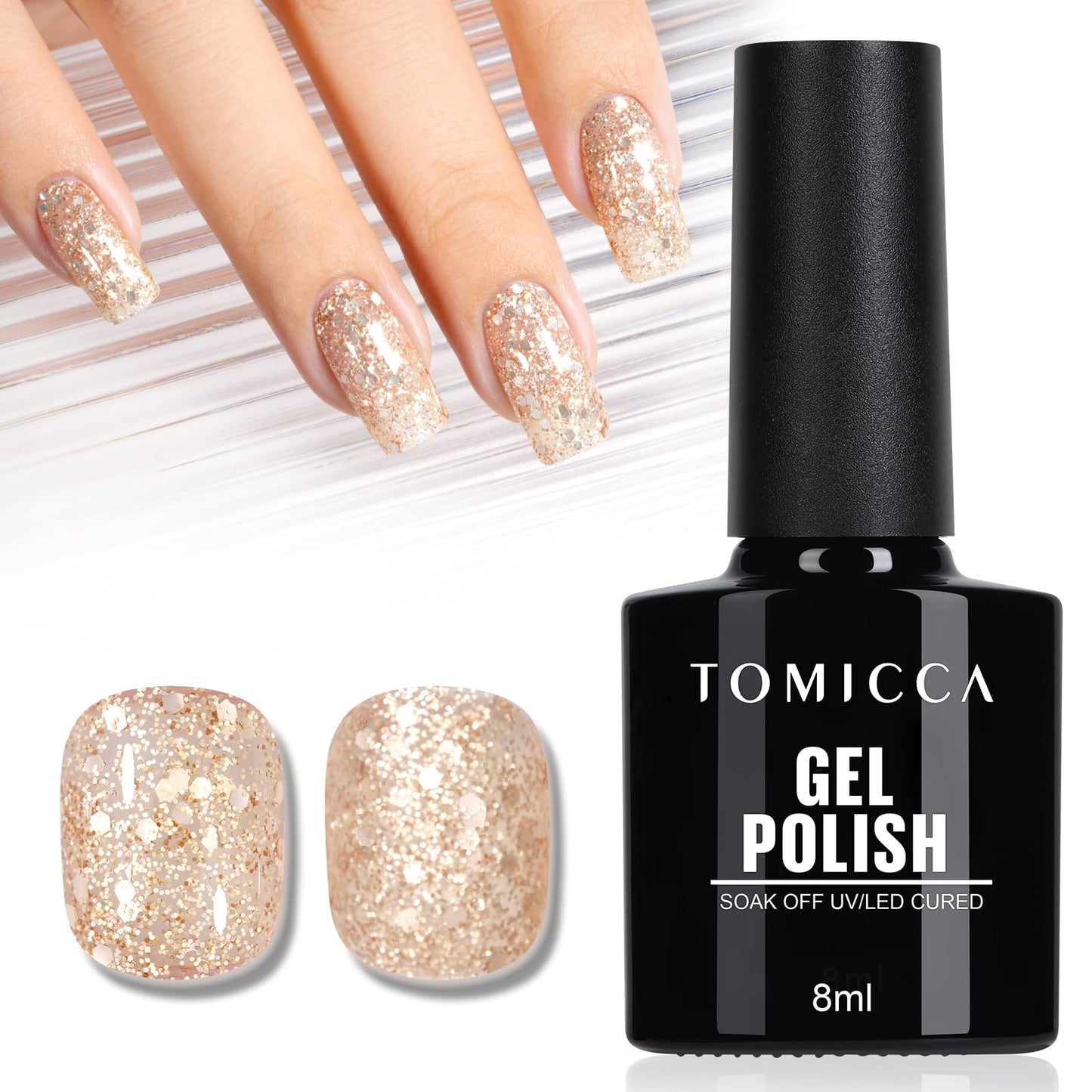 TOMICCA Semi-Permanent Nail Polish, 10 ml Semi-Permanent Natural French Gel Milky White Nail Art Gel UV LED Soak Off Manicure