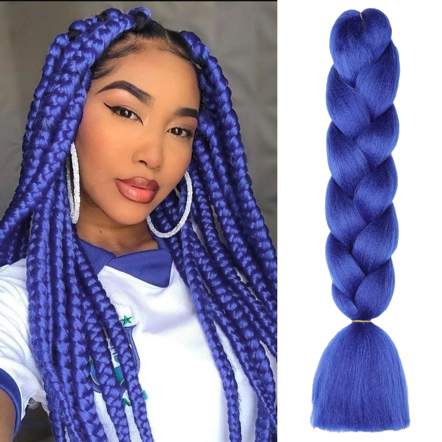 ShowJarlly Ombre Braiding Hair Extensions Synthetic Braiding Hair 24 Inch 1 Piece Box Braids Braiding Hair Extensions Dark Purple