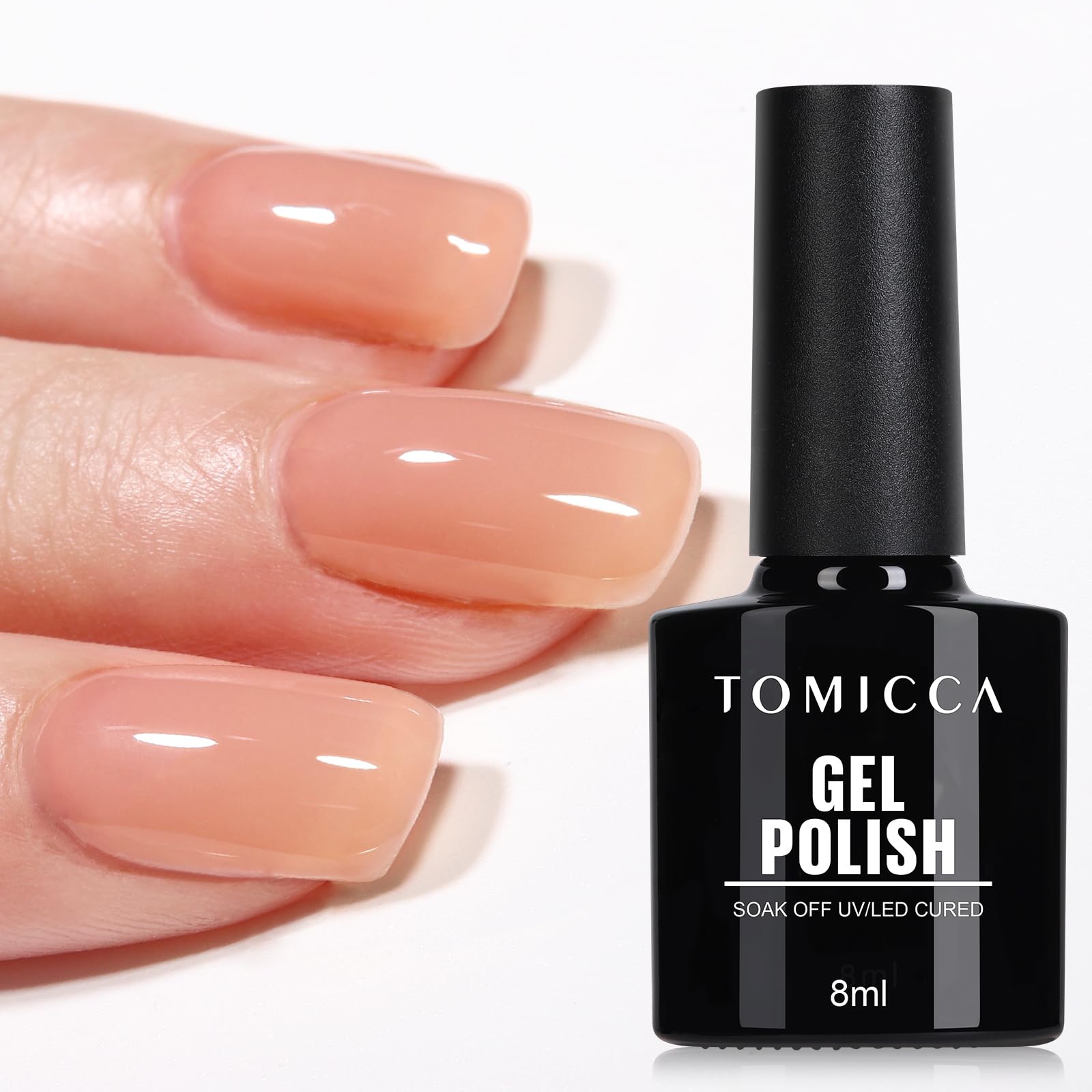 TOMICCA Semi-Permanent Nail Polish, 10 ml Semi-Permanent Natural French Gel Milky White Nail Art Gel UV LED Soak Off Manicure