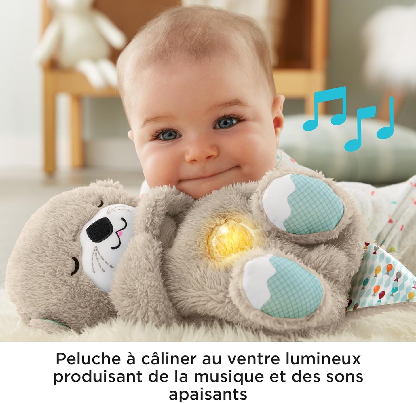 Fisher-Price Ma Ottre Câlins Bonne Nuit Soft Toy | Musical and Luminous Baby Night Light | White Noise Baby | Newborn Baby Gift for Boys and Girls - FXC66