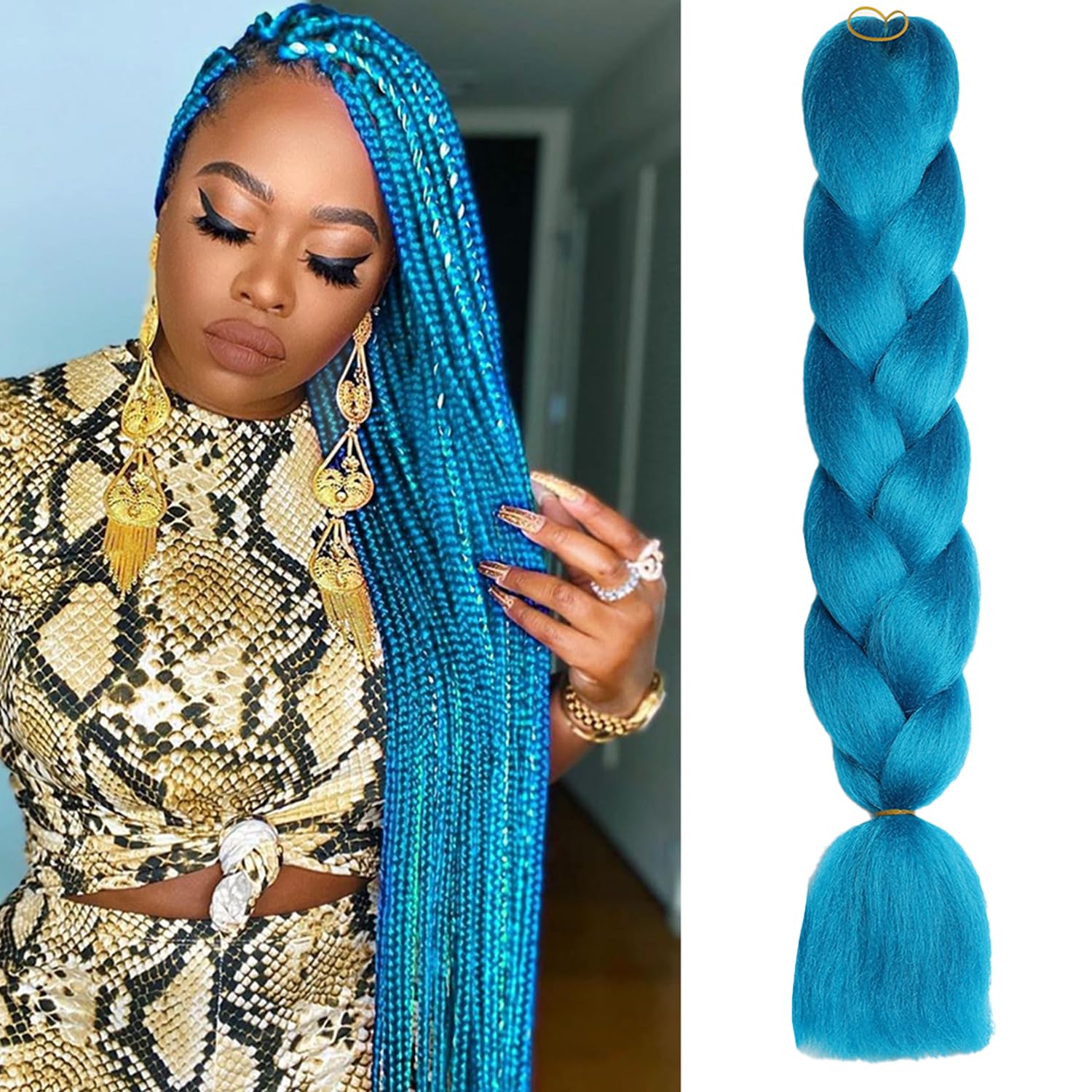ShowJarlly Ombre Braiding Hair Extensions Synthetic Braiding Hair 24 Inch 1 Piece Box Braids Braiding Hair Extensions Dark Purple