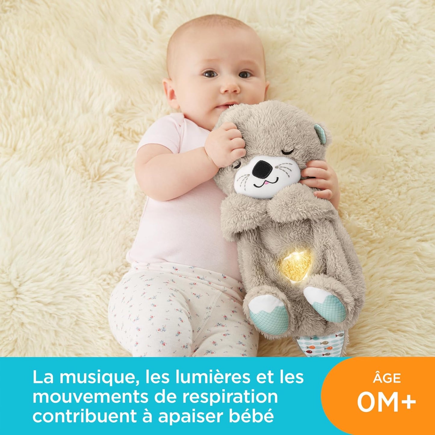 Fisher-Price Ma Ottre Câlins Bonne Nuit Soft Toy | Musical and Luminous Baby Night Light | White Noise Baby | Newborn Baby Gift for Boys and Girls - FXC66