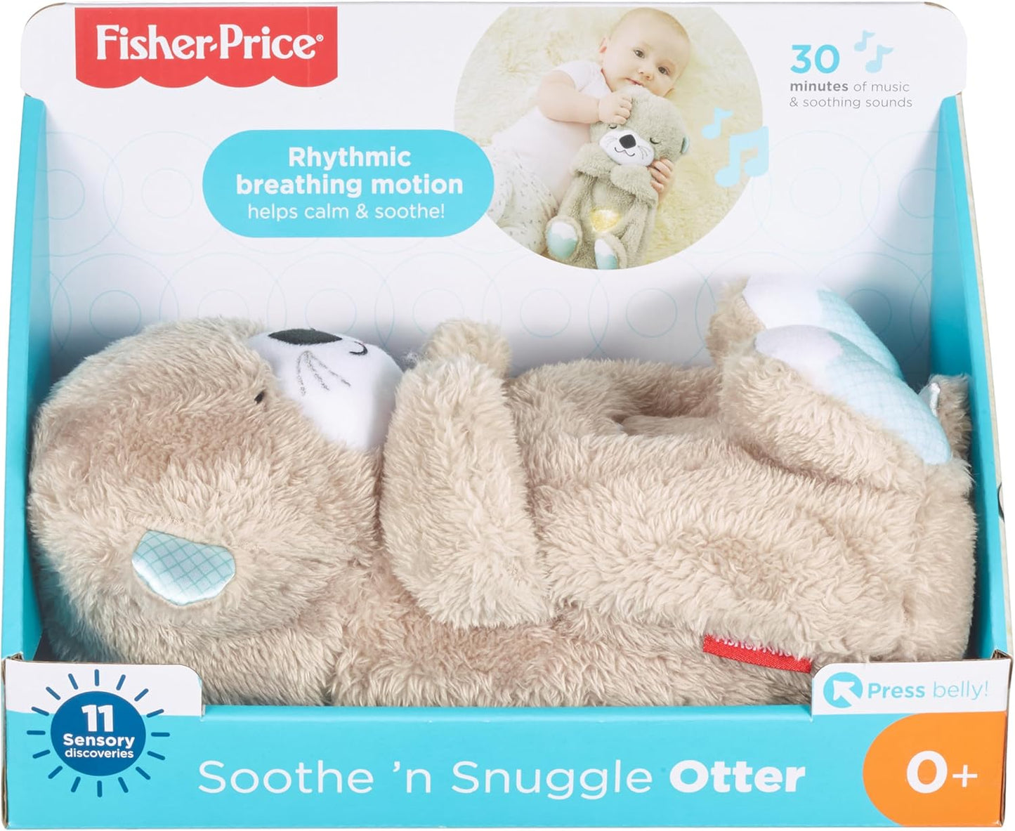 Fisher-Price Ma Ottre Câlins Bonne Nuit Soft Toy | Musical and Luminous Baby Night Light | White Noise Baby | Newborn Baby Gift for Boys and Girls - FXC66