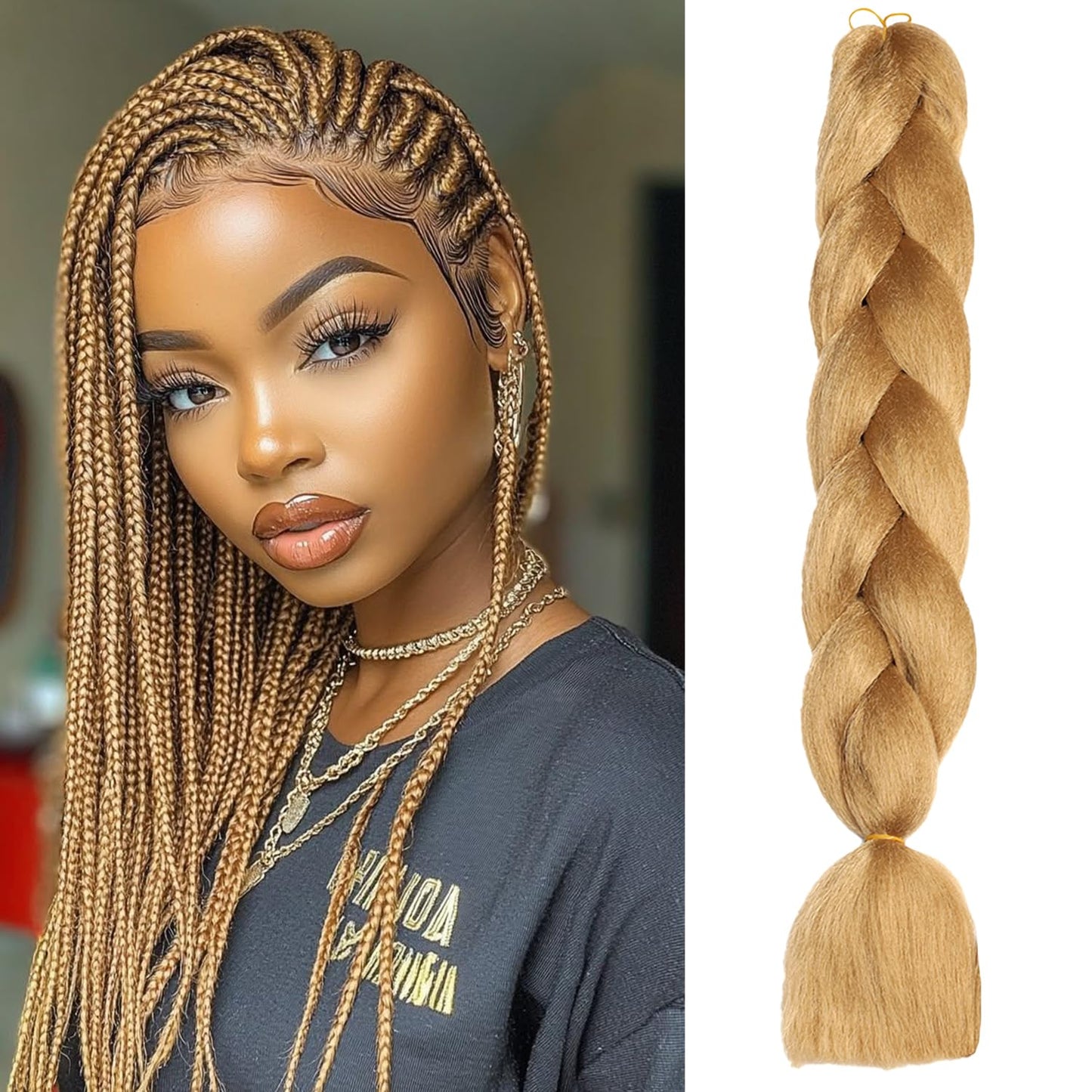 ShowJarlly Ombre Braiding Hair Extensions Synthetic Braiding Hair 24 Inch 1 Piece Box Braids Braiding Hair Extensions Dark Purple