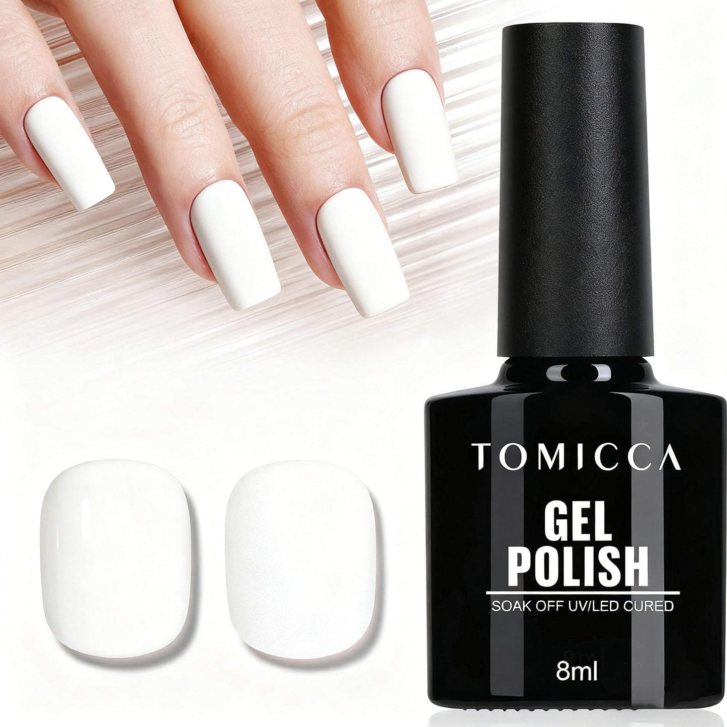 TOMICCA Semi-Permanent Nail Polish, 10 ml Semi-Permanent Natural French Gel Milky White Nail Art Gel UV LED Soak Off Manicure
