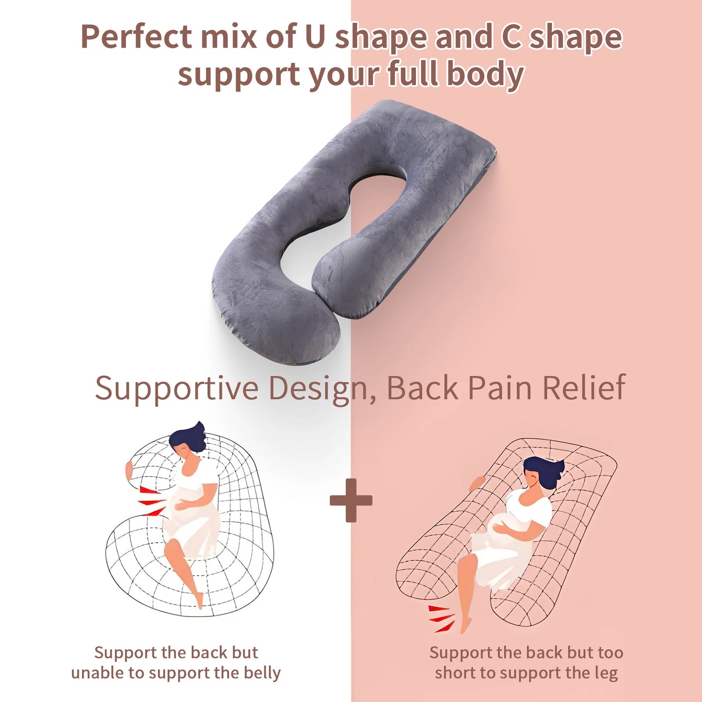 Oreiller de Grossesse en Forme de G – Soutien Intégral & Sommeil Réparateur