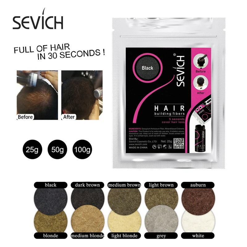 SEVICH 25g Fibres Capillaires Recharge – Solution Instantanée pour des Cheveux Plus Denses
