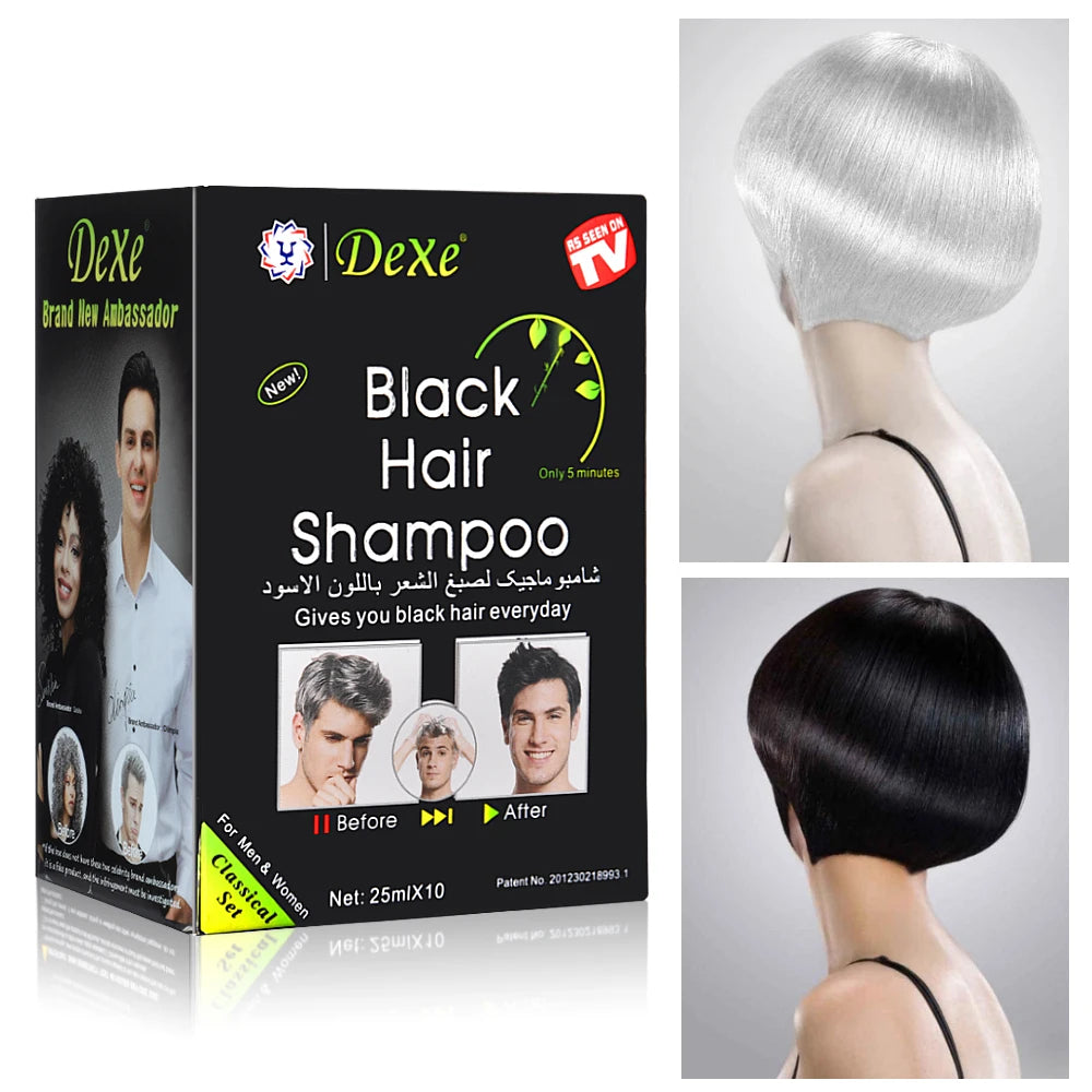 Shampoing colorant pour cheveux noirs avec formule rapide aux herbes naturelles