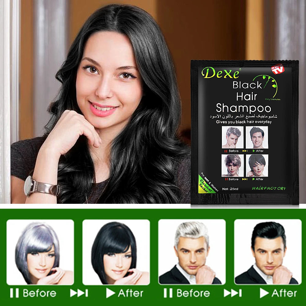 Shampoing colorant pour cheveux noirs avec formule rapide aux herbes naturelles